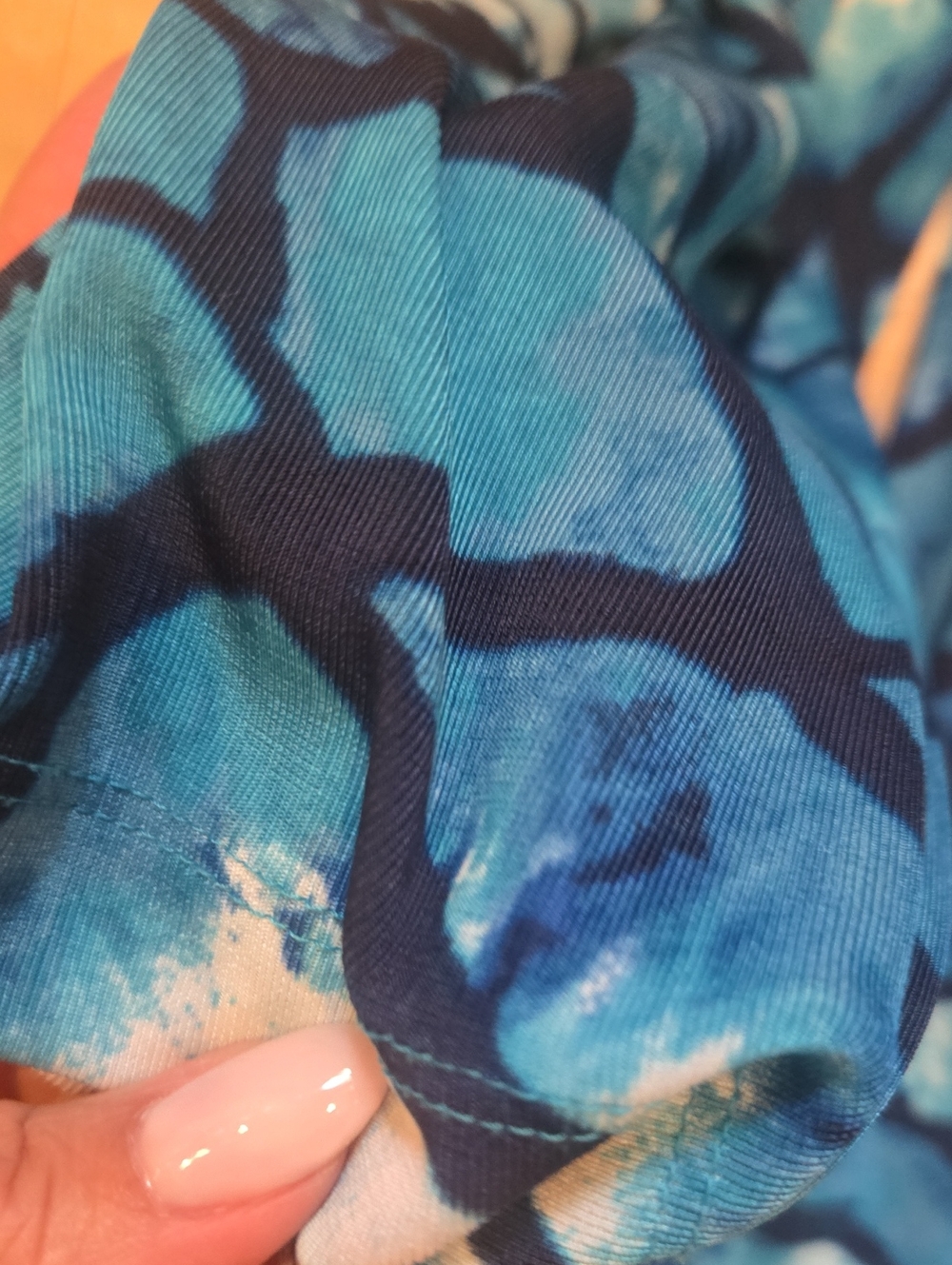 Easywear By Chico's Shades of Blue Design Print Open Front Cardigan - Picture 4 of 8